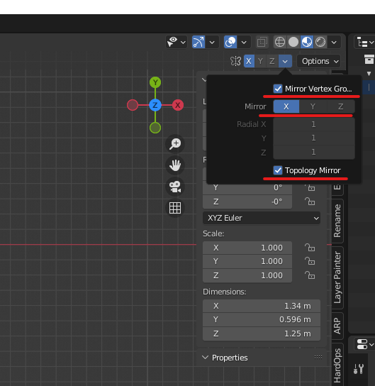 blender weight　ウェイト　左右