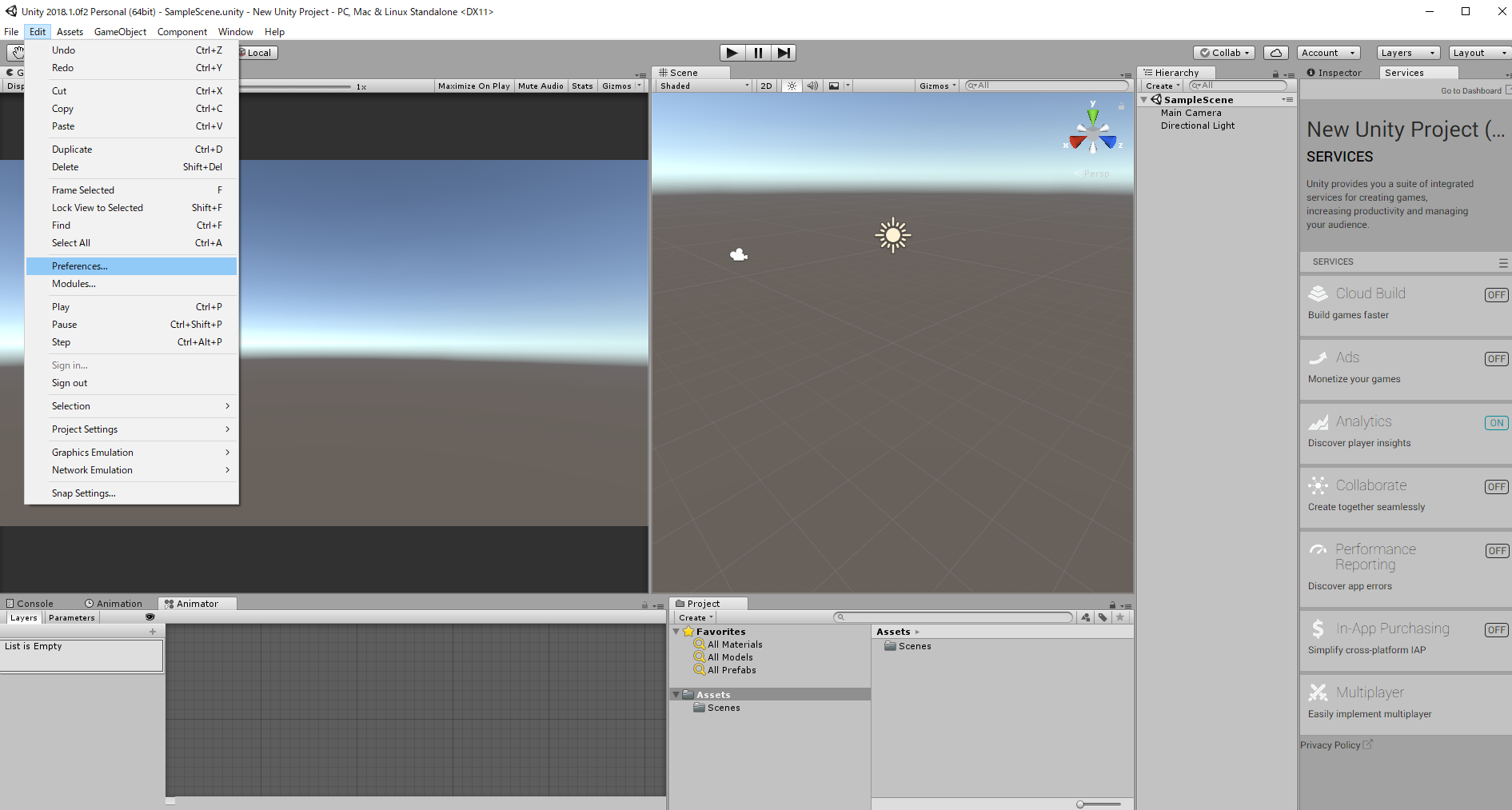 Unityの日本語化の仕方